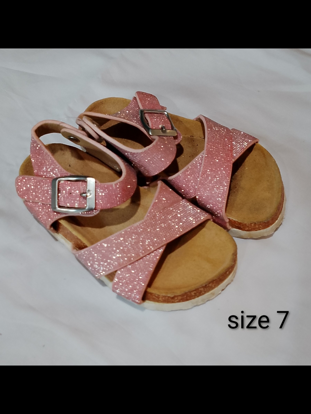 Girls Pink Glitter Cross-Strap Sandals